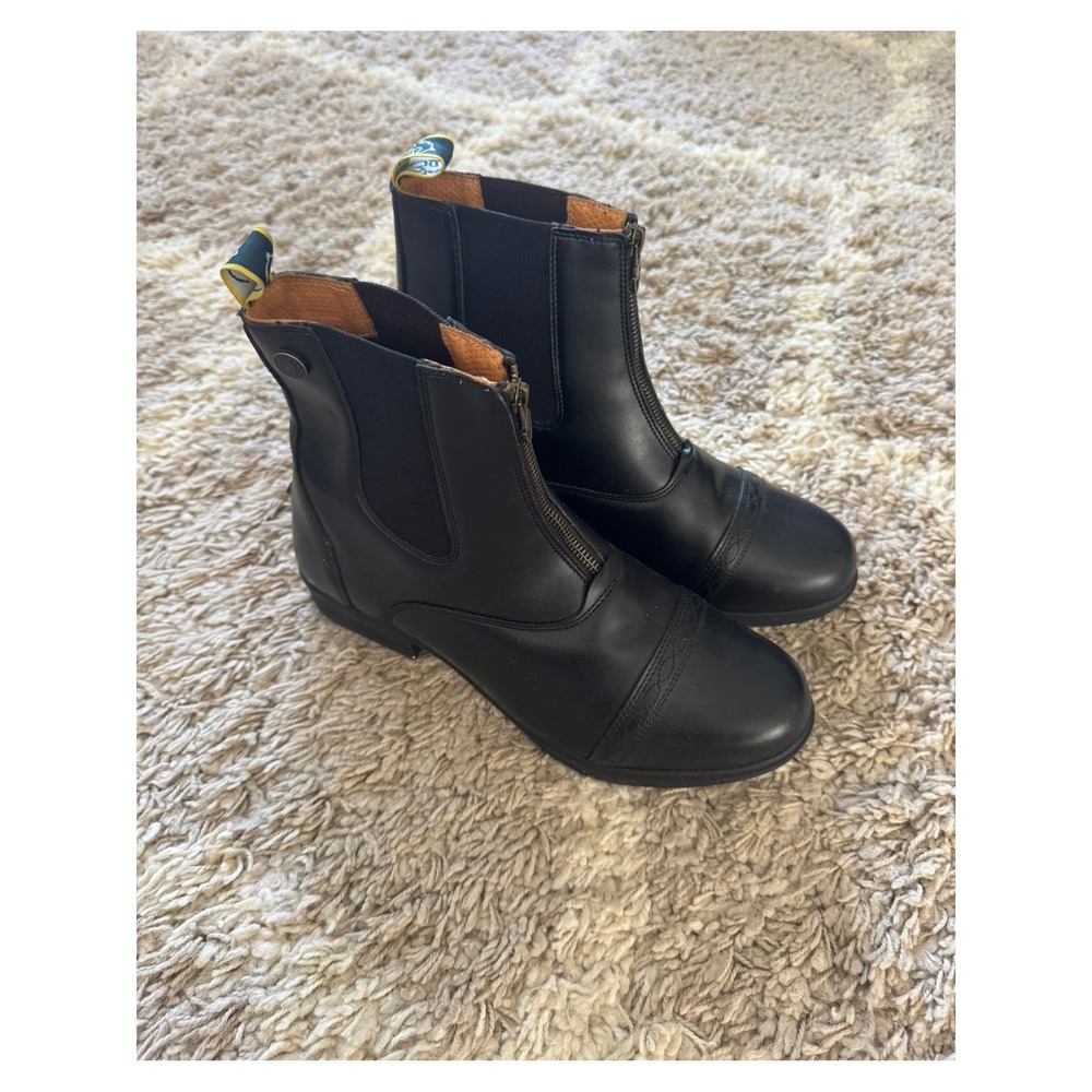 Shires Moretta Paddock Boots Black Leather Front Zip Equestrian Riding Shoes 11